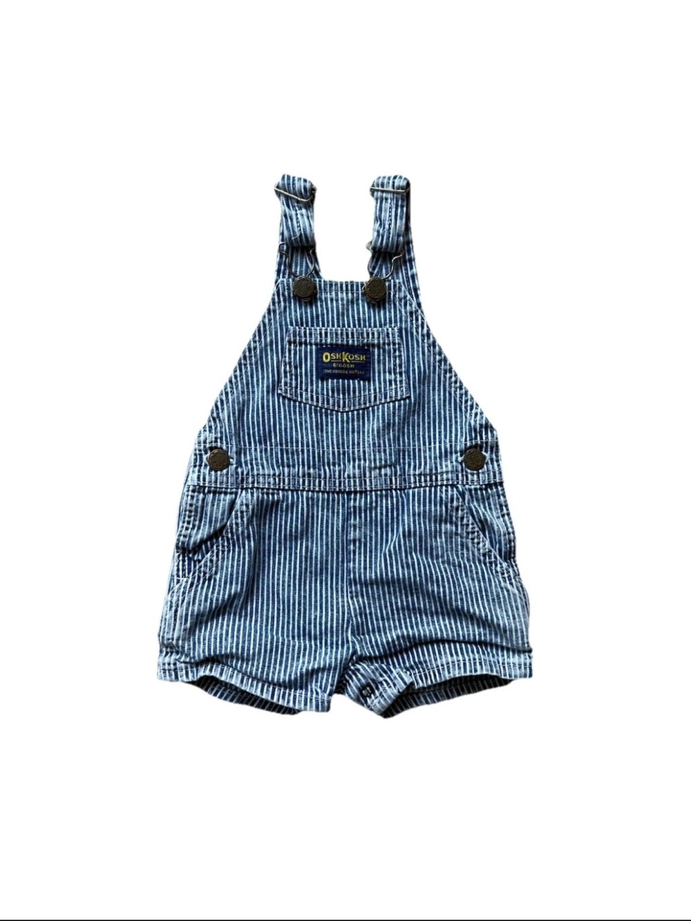 VTG OshKosh B'Gosh Hickory Stripe Overall Shorts Size 12M